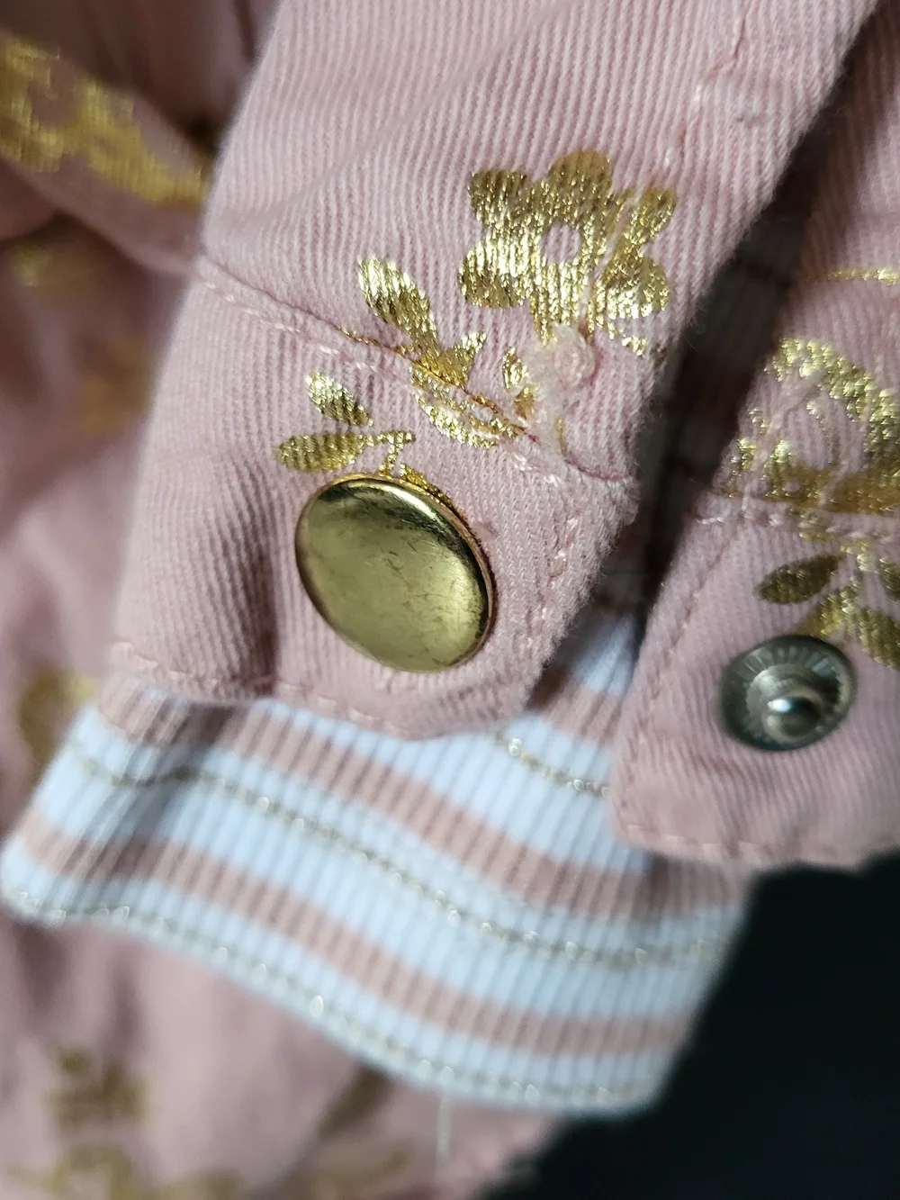 TWIN GIRL SET- Gold Foil Pink Hooded Jacket - Girls 12M - Picture 9 of 10